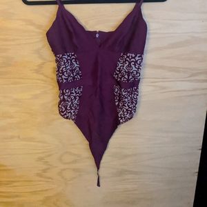 Victoria's Secret Velvet teddy floral mesh satin bodysuit